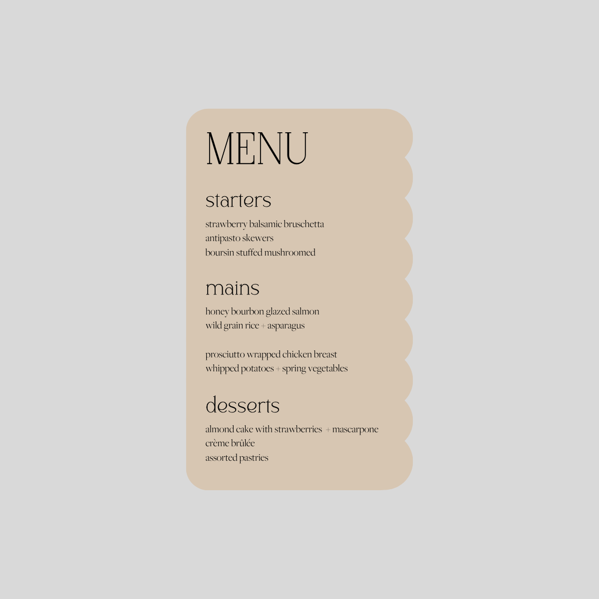 Lena Personal Menus