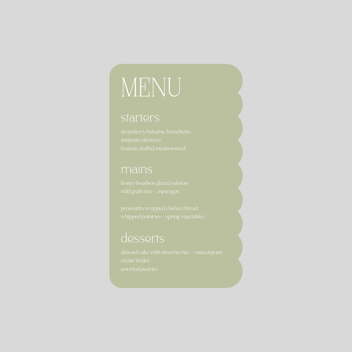 Lena Personal Menus