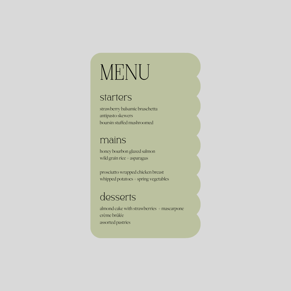 Lena Personal Menus