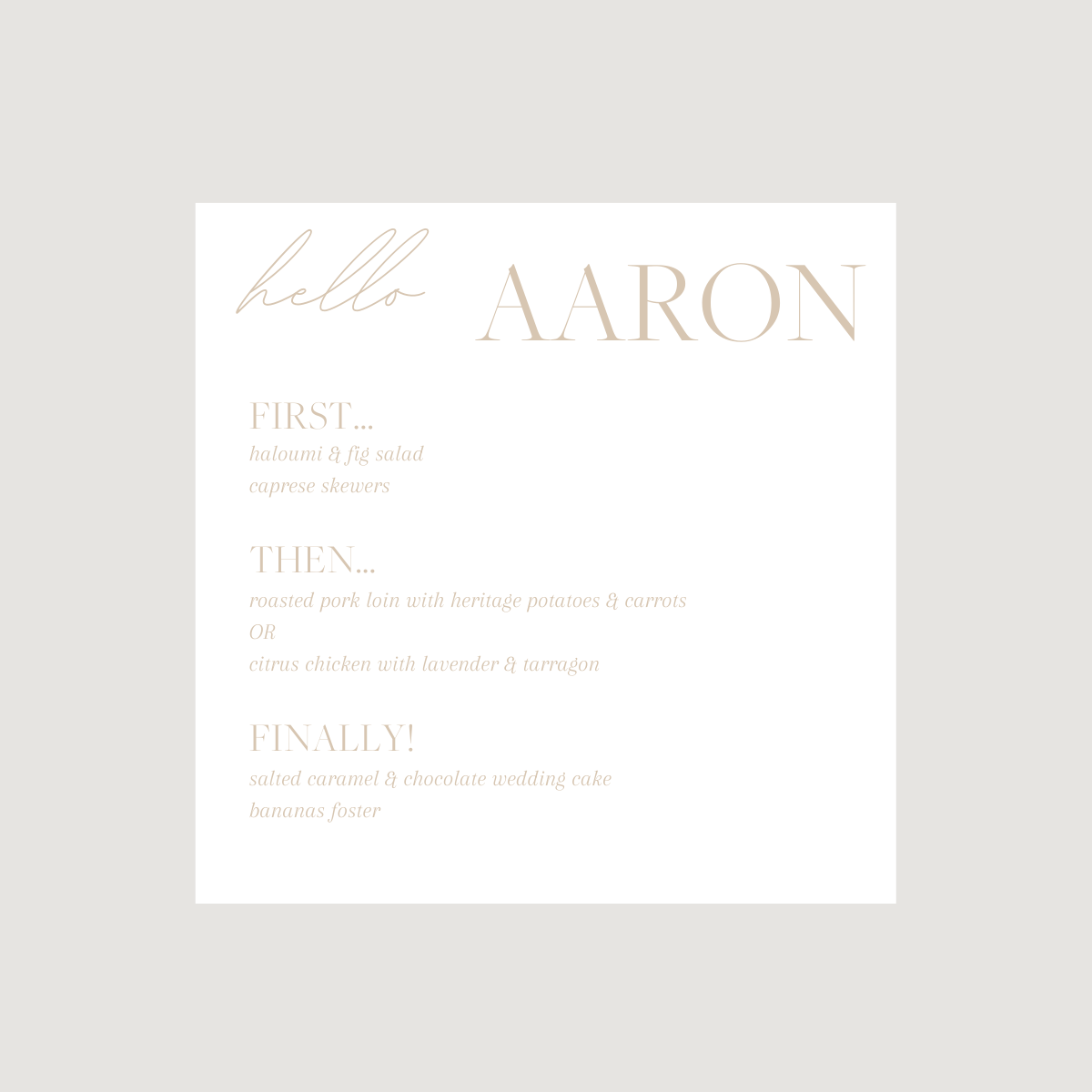 Lynn Acrylic Personal Menus