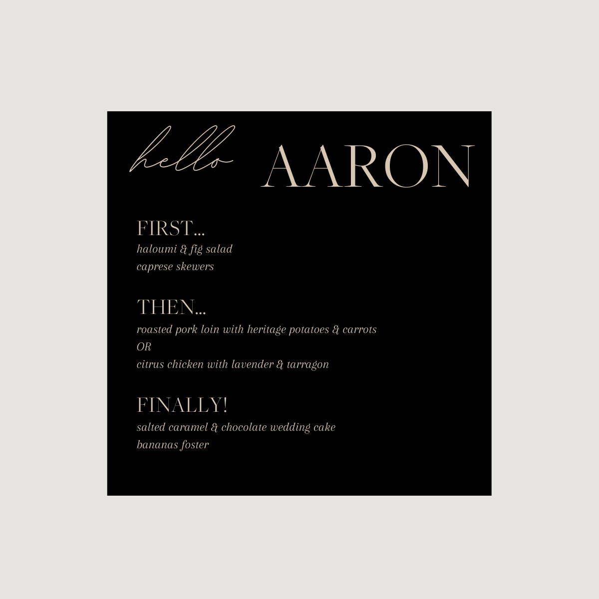 Lynn Acrylic Personal Menus