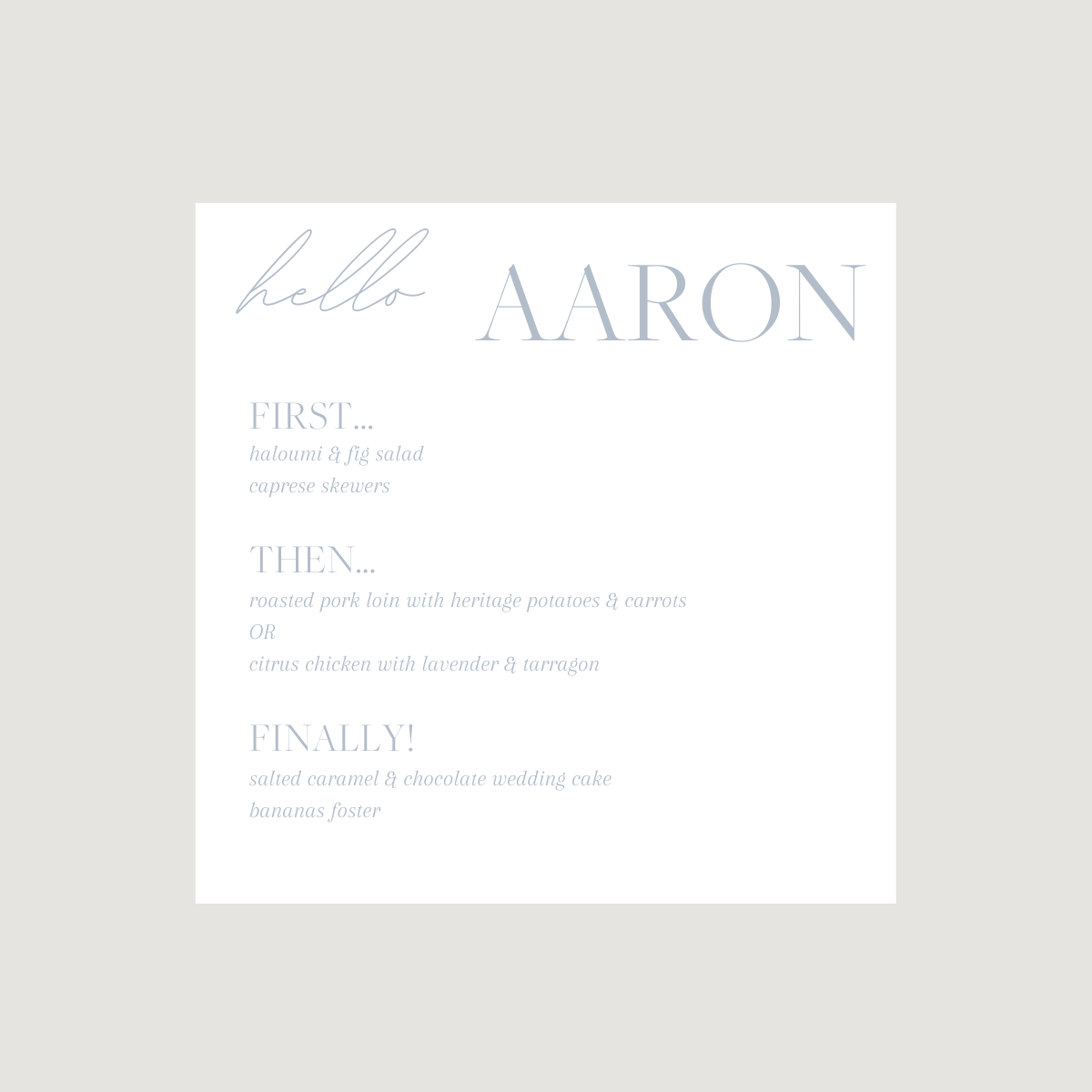 Lynn Acrylic Personal Menus