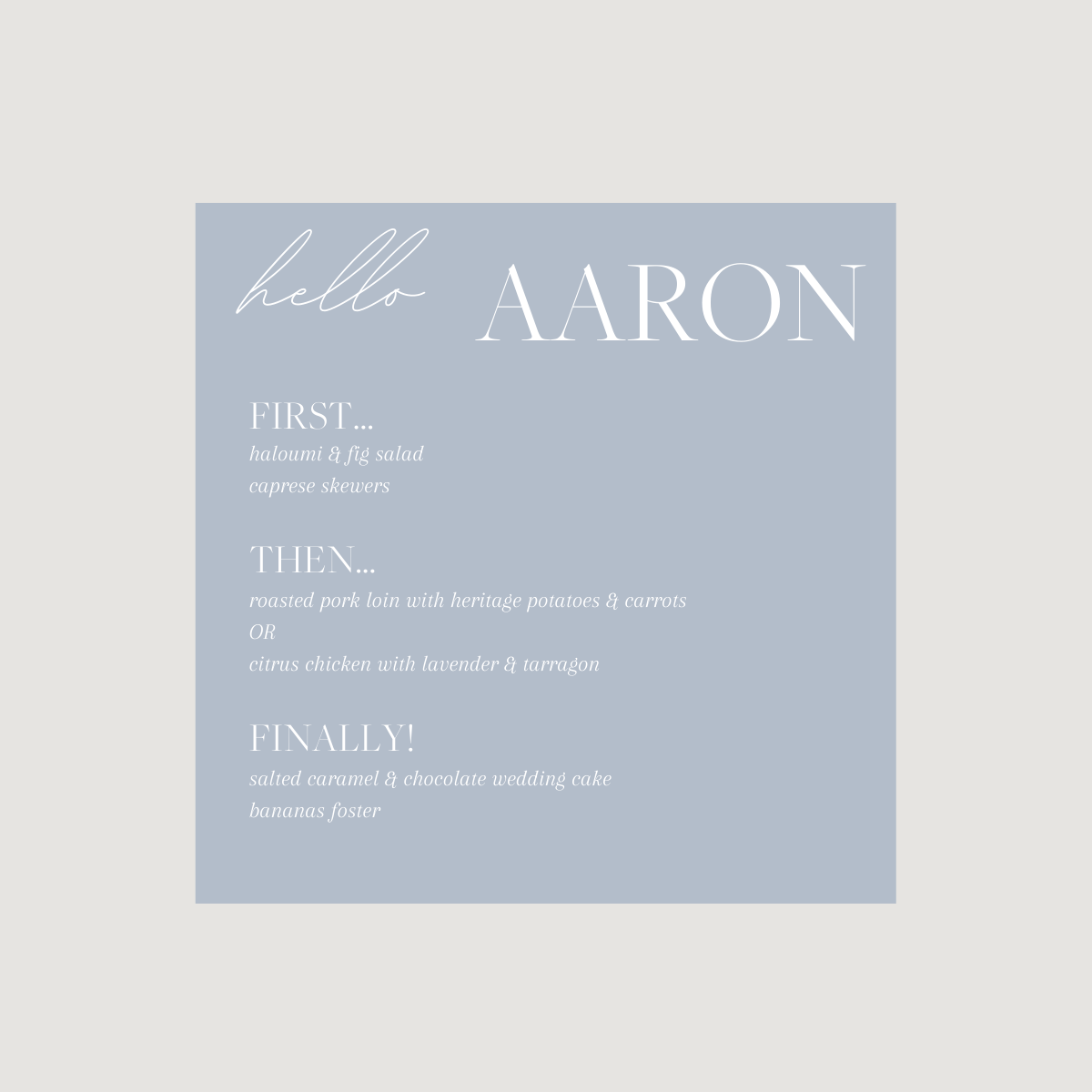 Lynn Acrylic Personal Menus