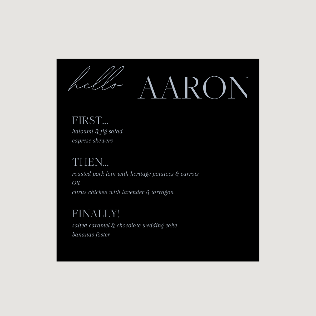 Lynn Acrylic Personal Menus