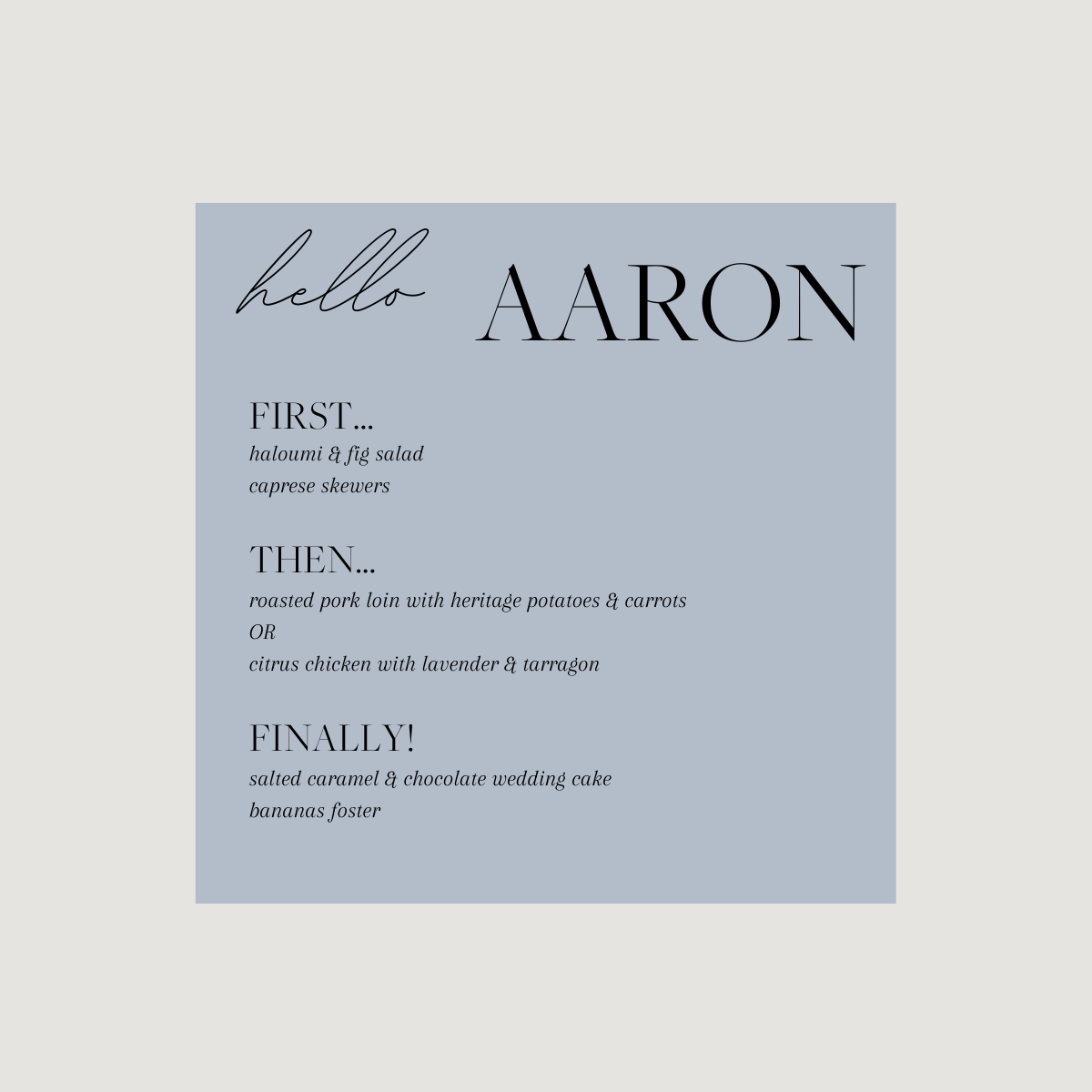 Lynn Acrylic Personal Menus