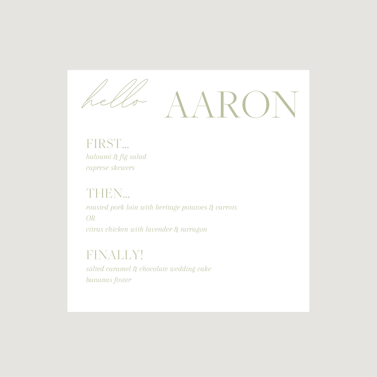 Lynn Acrylic Personal Menus