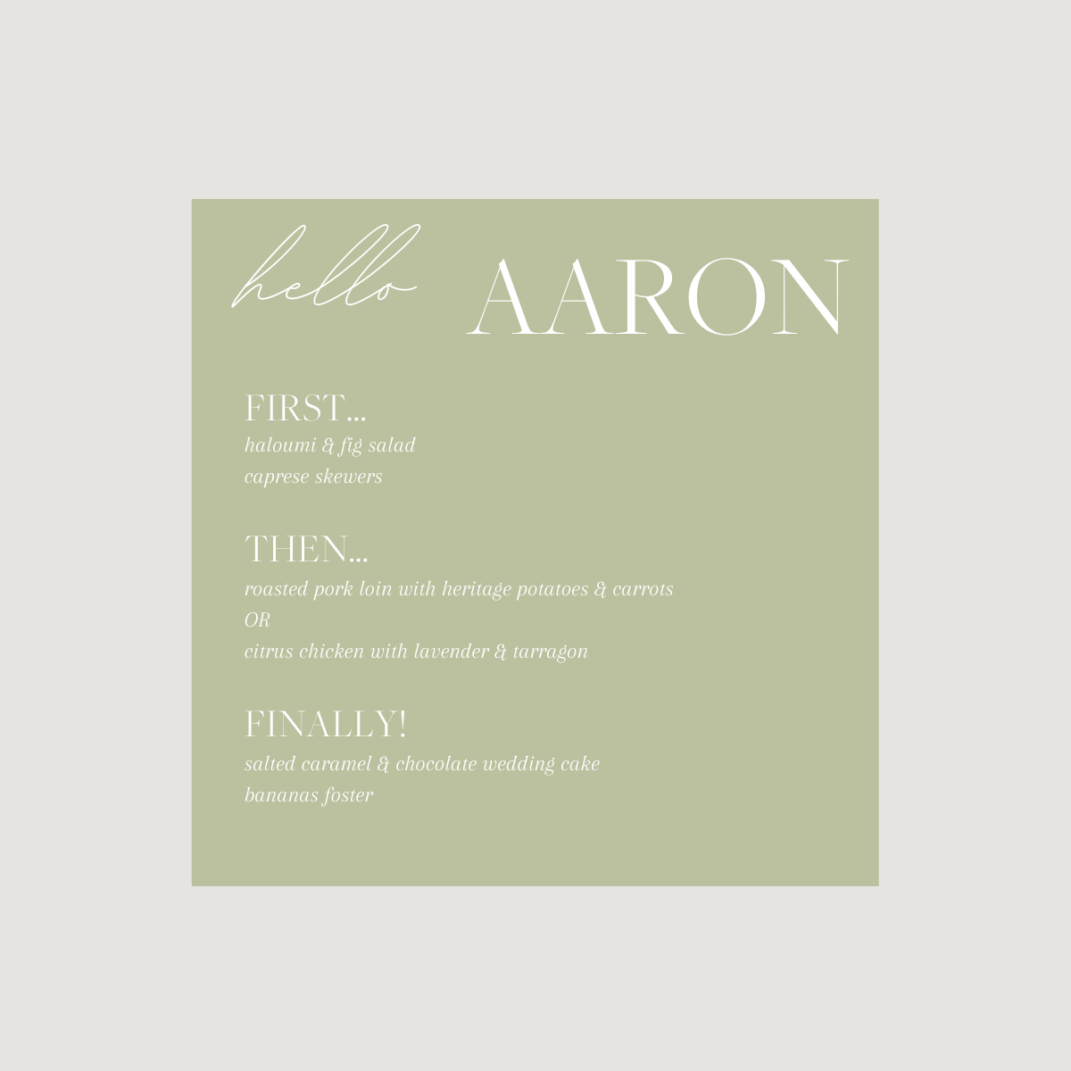 Lynn Acrylic Personal Menus