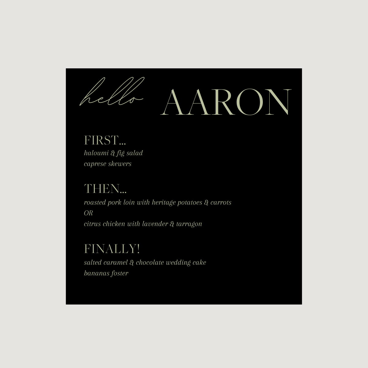 Lynn Acrylic Personal Menus