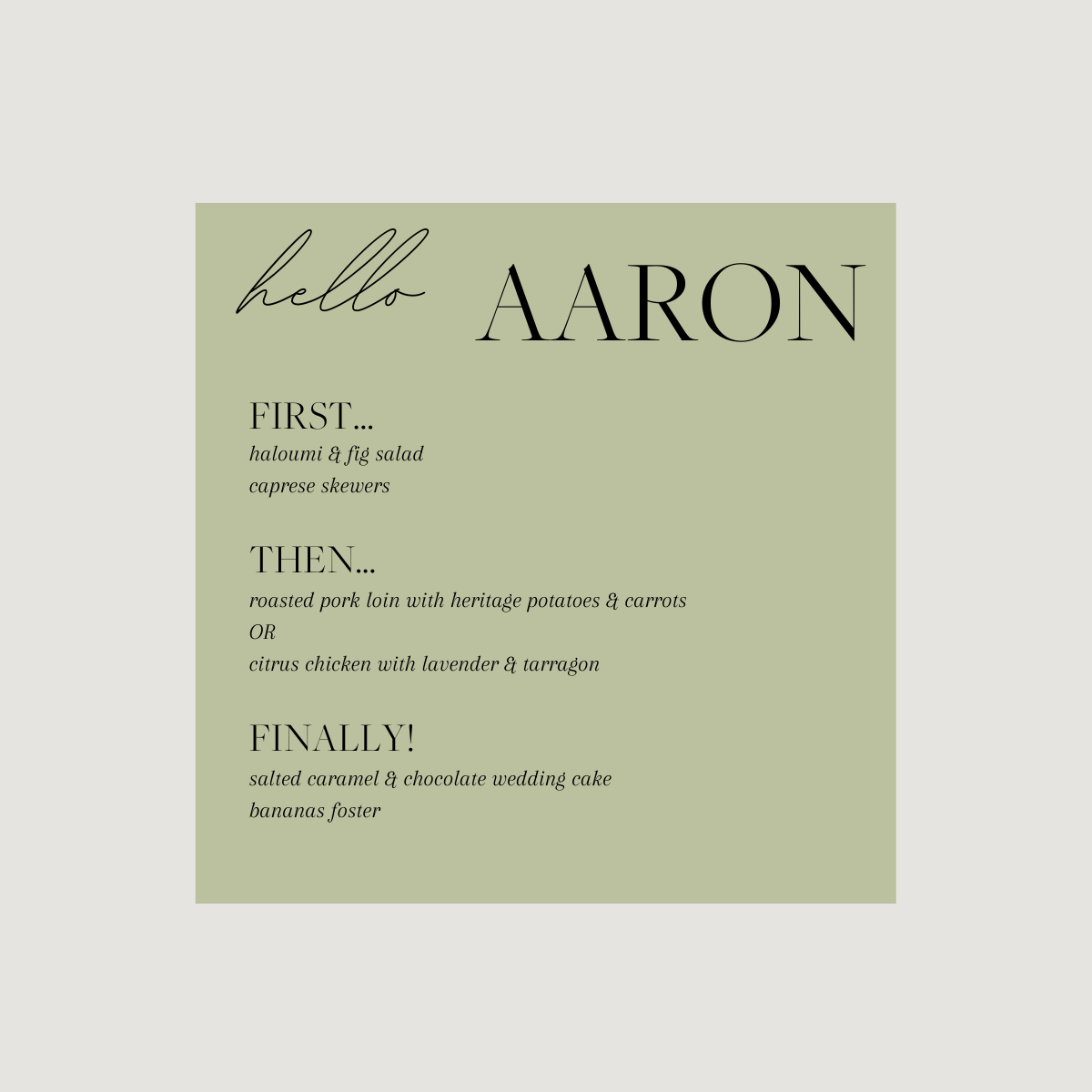 Lynn Acrylic Personal Menus