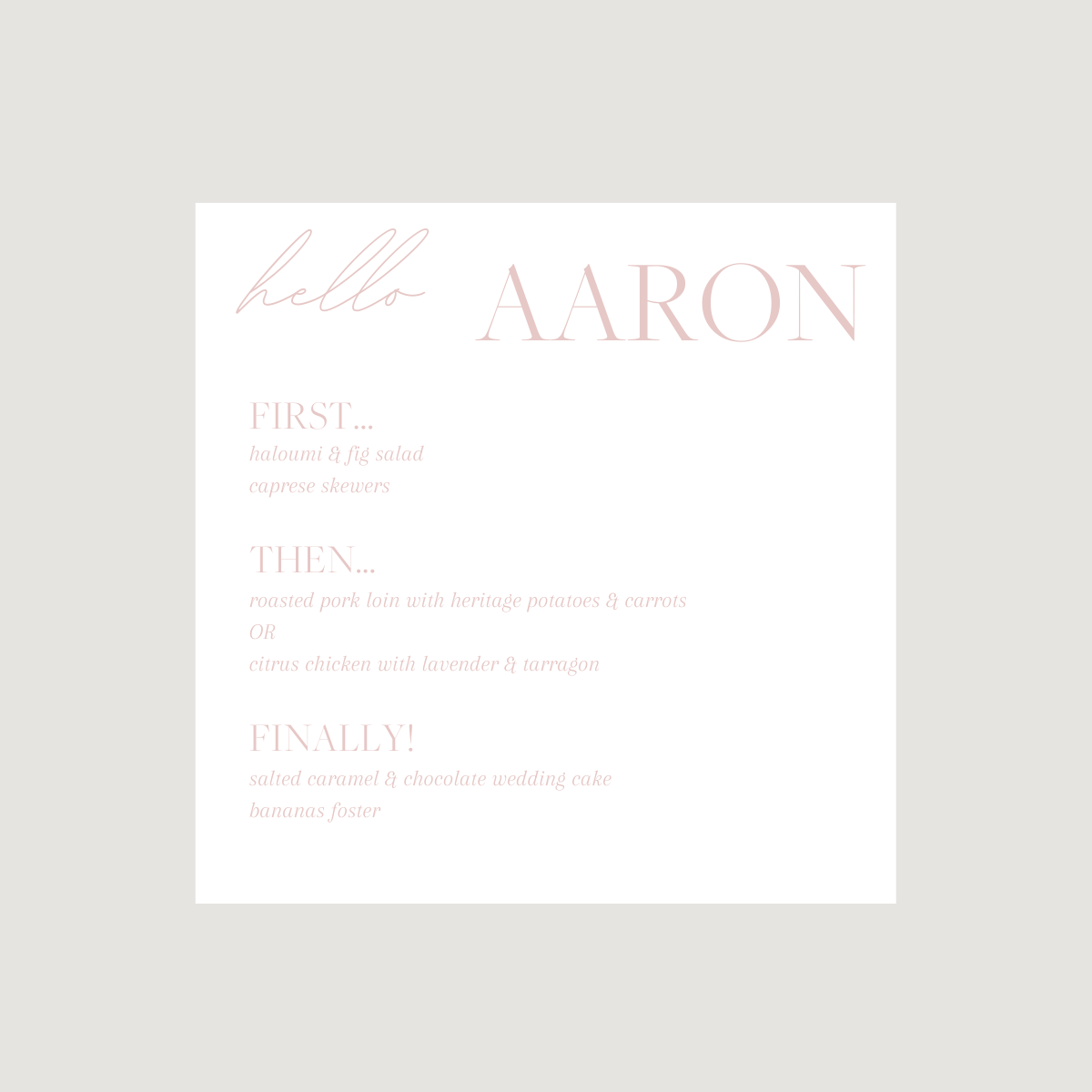 Lynn Acrylic Personal Menus