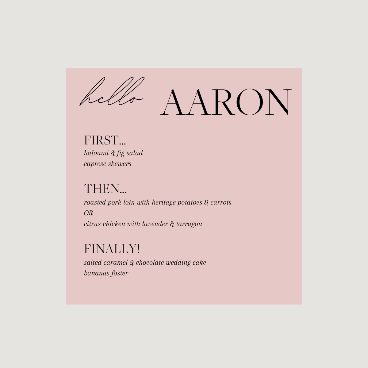 Lynn Acrylic Personal Menus