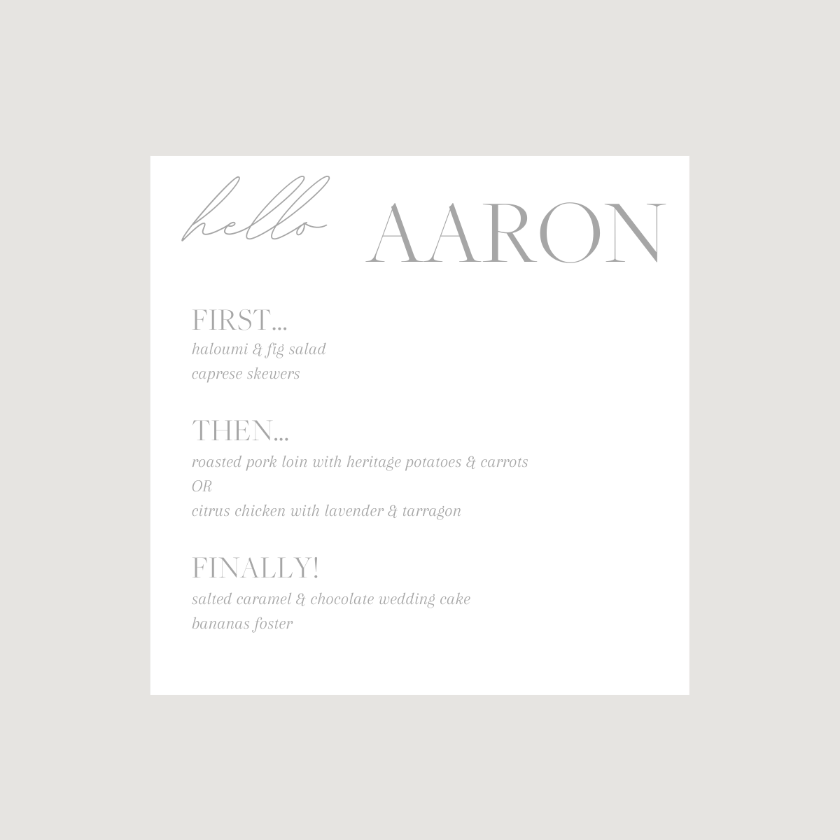 Lynn Acrylic Personal Menus