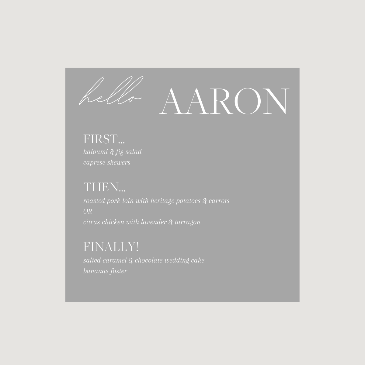 Lynn Acrylic Personal Menus