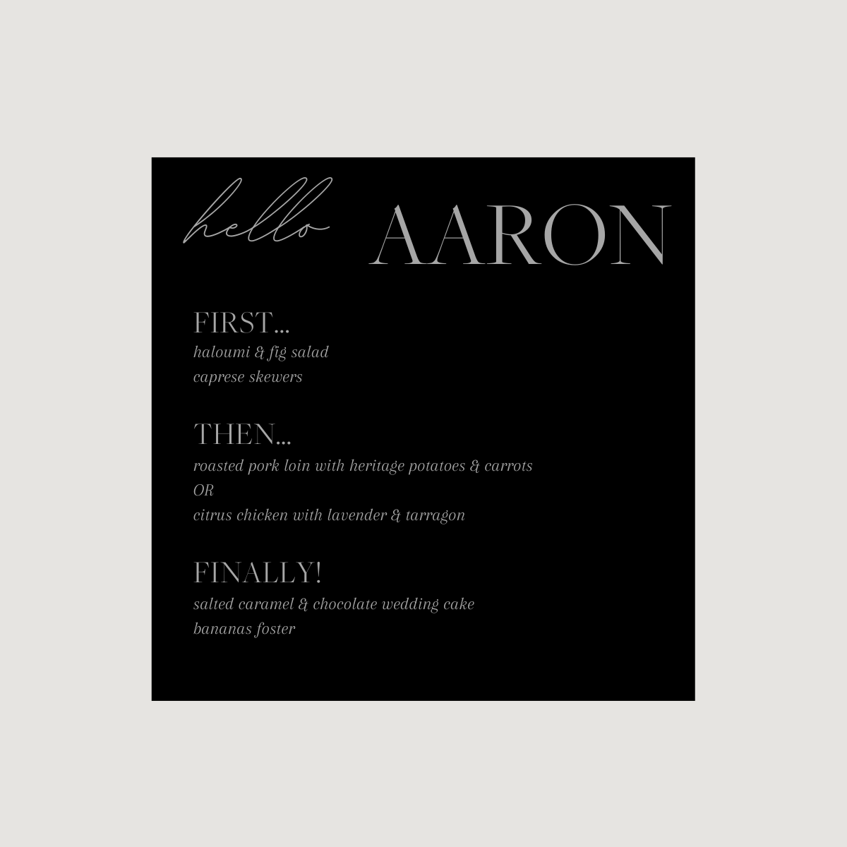 Lynn Acrylic Personal Menus