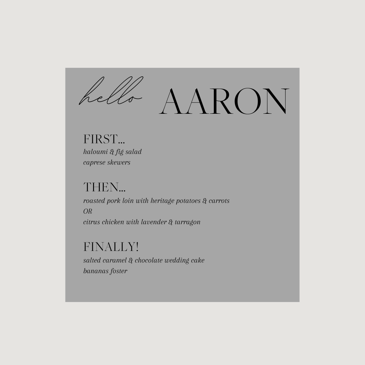 Lynn Acrylic Personal Menus