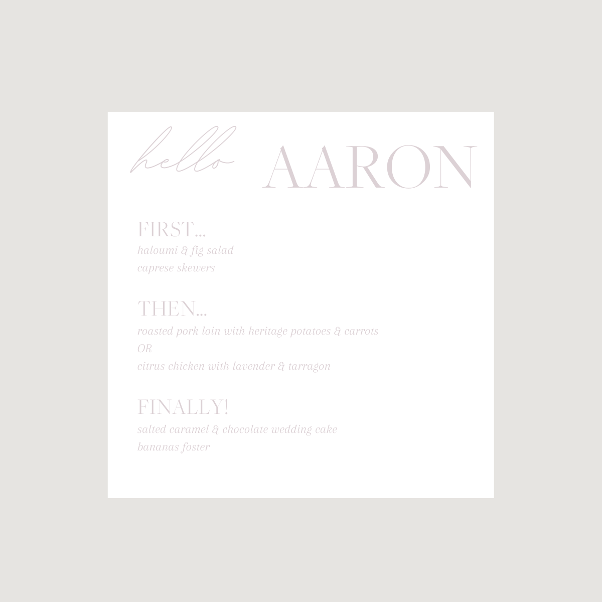 Lynn Acrylic Personal Menus