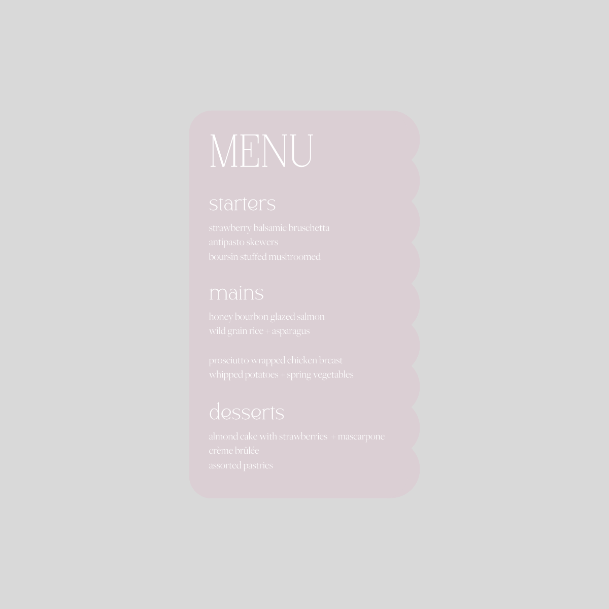 Lena Personal Menus