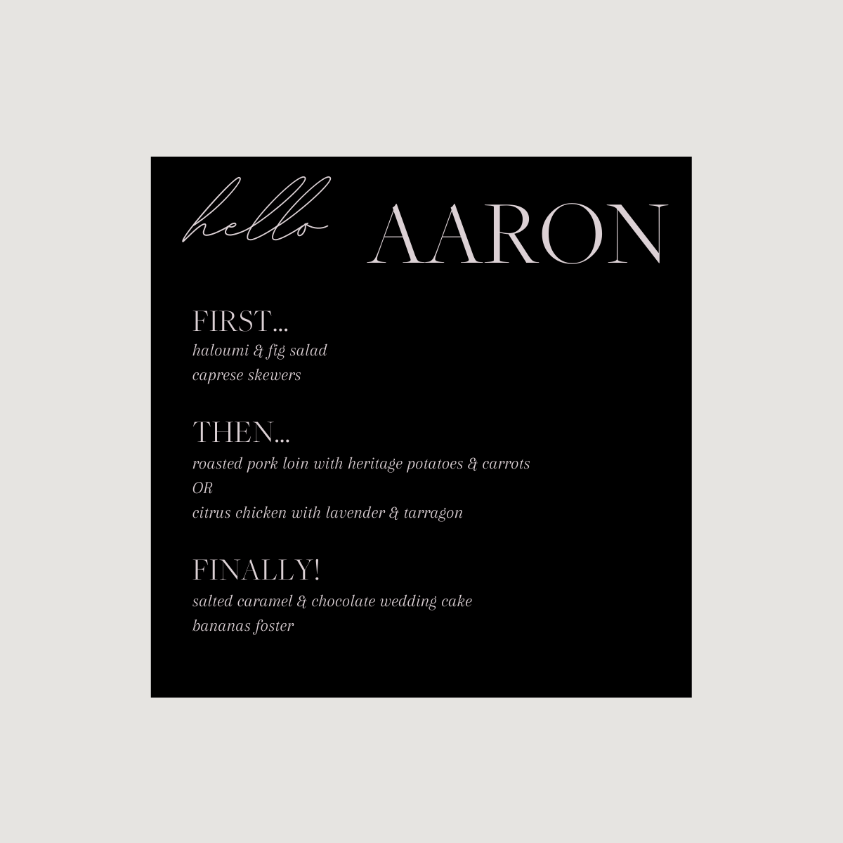 Lynn Acrylic Personal Menus