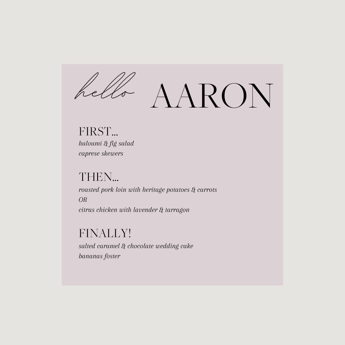 Lynn Acrylic Personal Menus