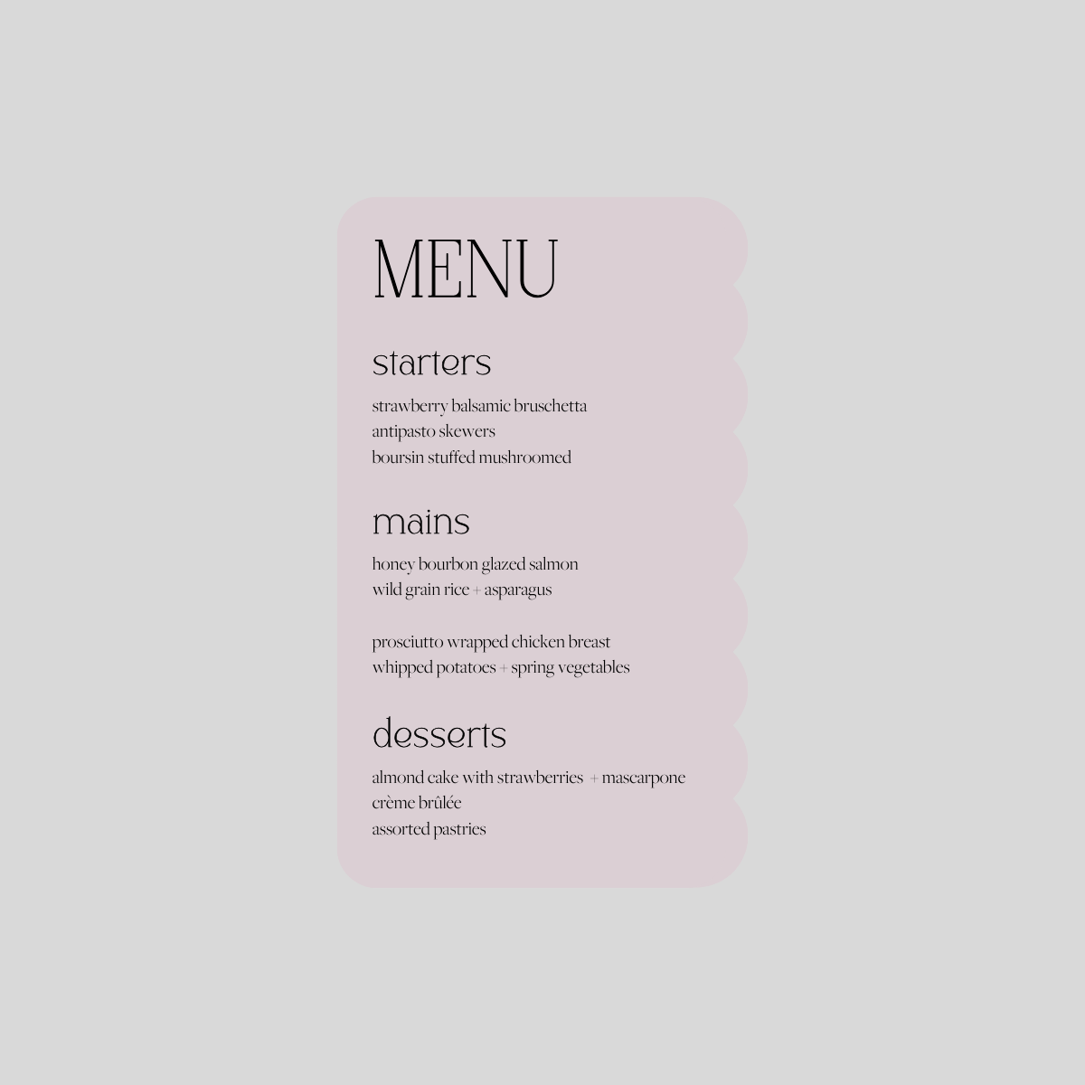 Lena Personal Menus
