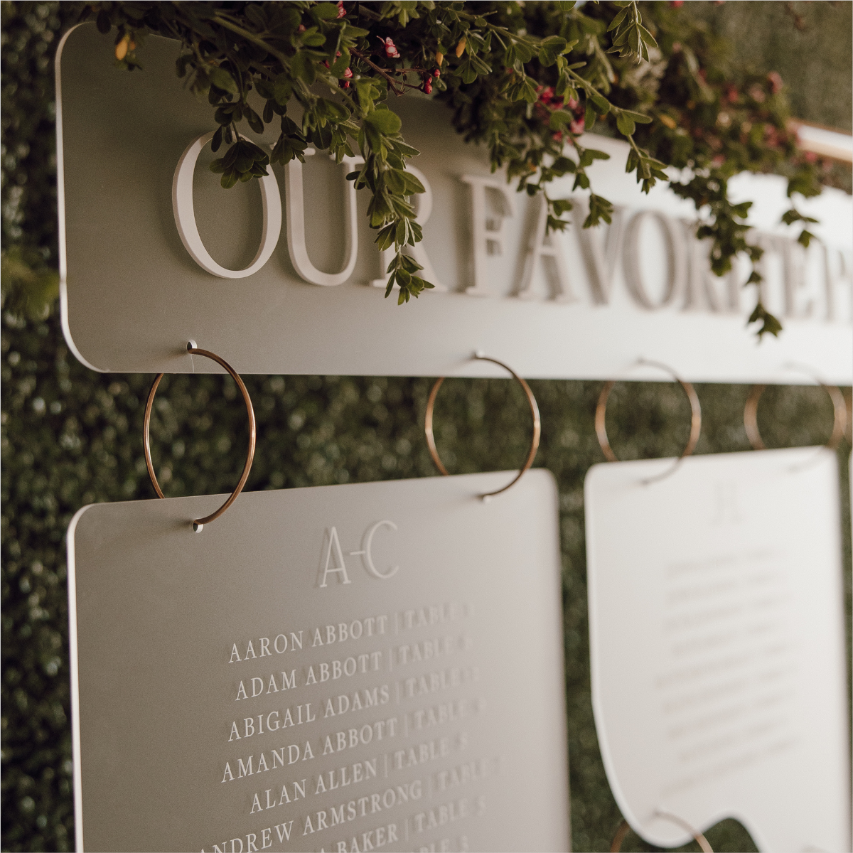 Lena Collection Seating Chart (Metal Stand Not Included)