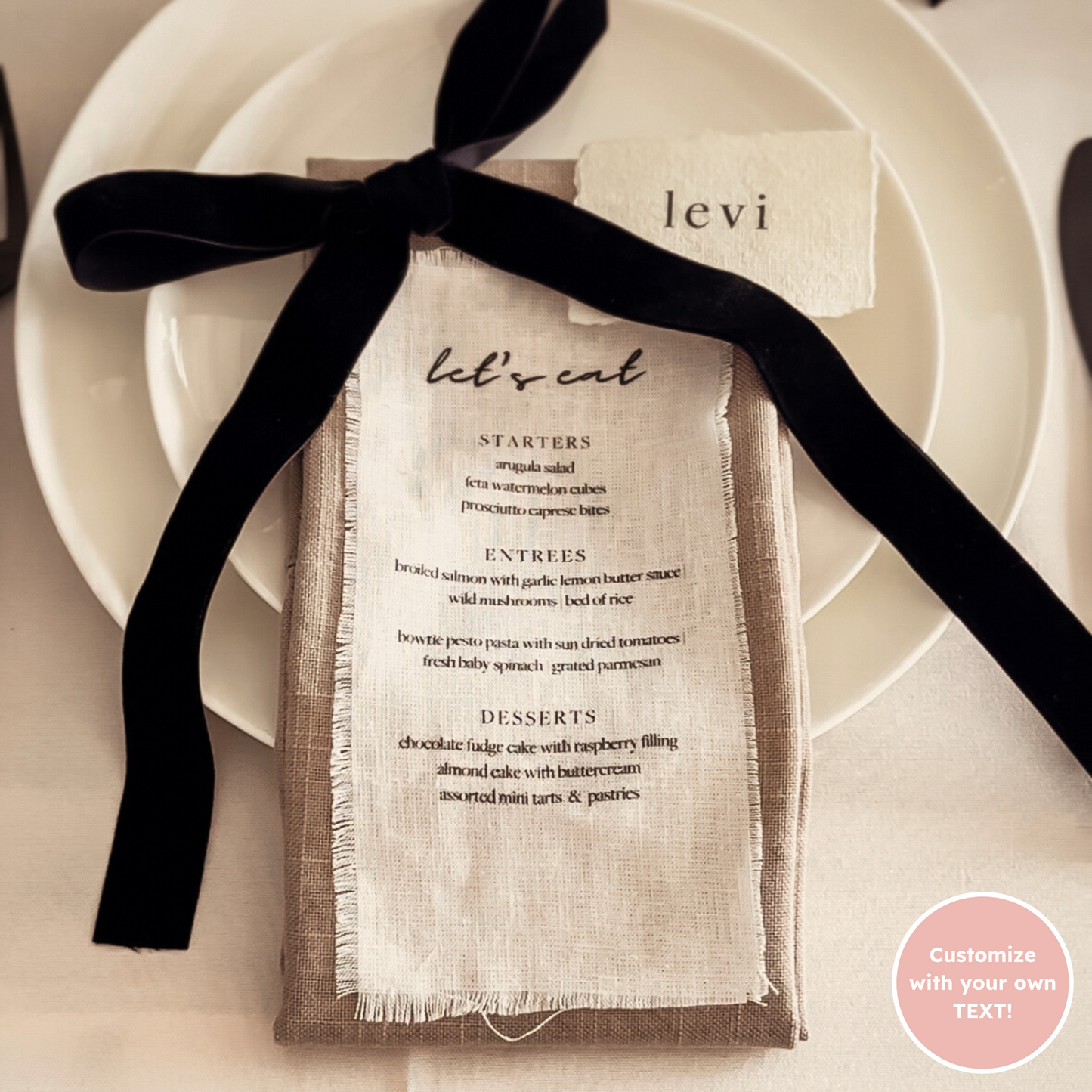 Baldwin Personal Menu- Linen