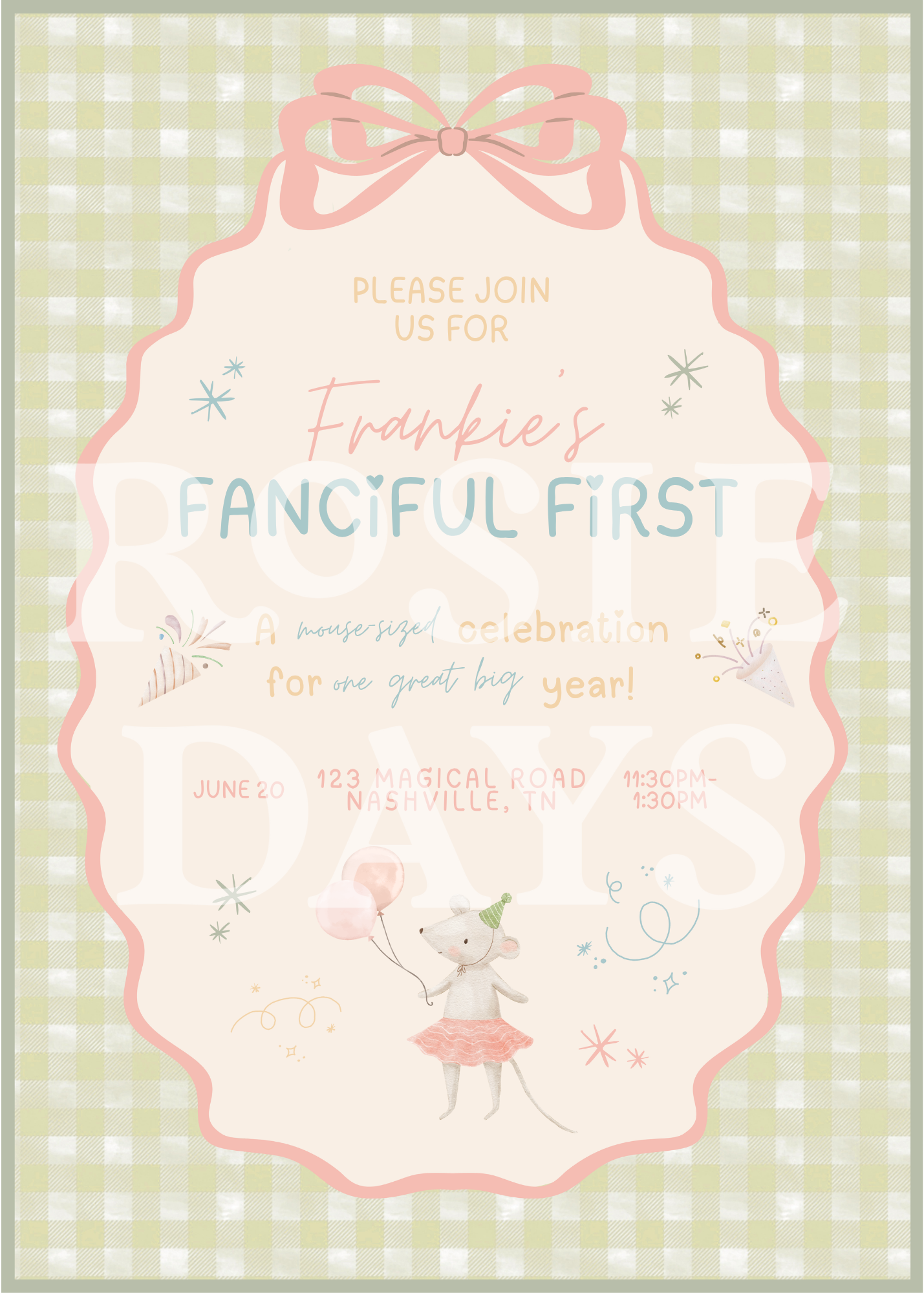 Mousey First Birthday! Canva Template Link ONLY