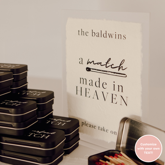 Baldwin Matchbox Favor Sign