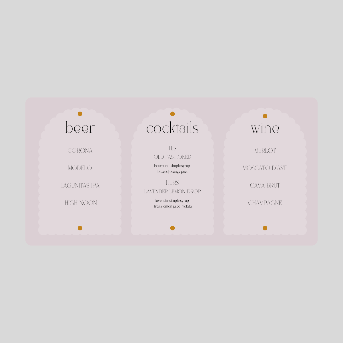 Lena Bar Menu