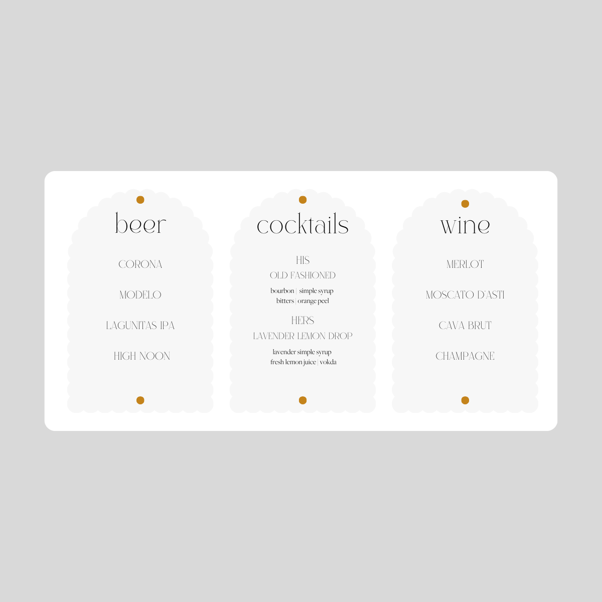 Lena Bar Menu