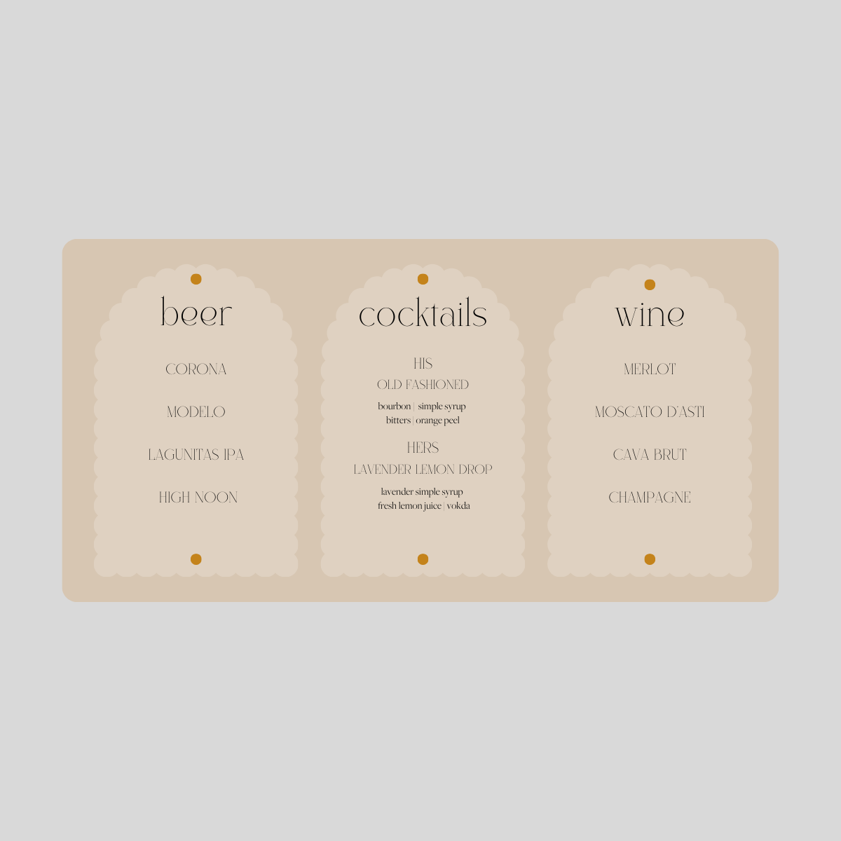 Lena Bar Menu